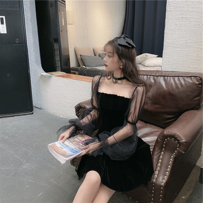 Summer Everyday Wear Skirt Elegant Tulle Sleeve Dress Fine Texture Sheath Short Dress AP0366