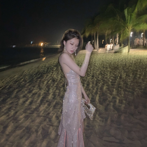 Elegant Sparkle Asymmetric Hem Skirt Birthday Party Shiny Short Dress AP0368