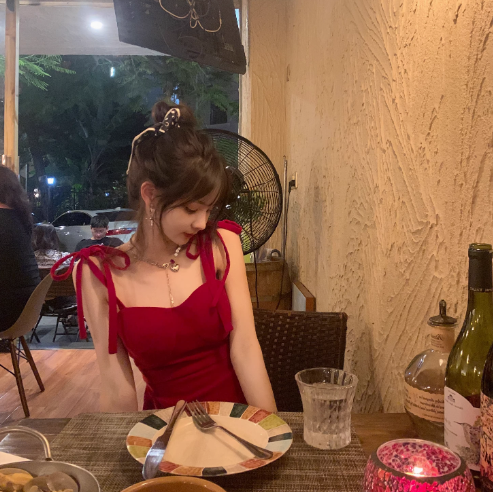 Everyday Wear Bowknot Strap Cute Short Skirt Birthday Velvet-like Short Dress AP0371