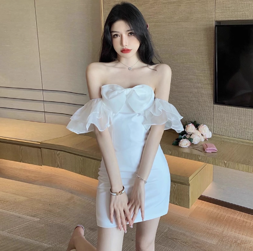 Casual Party Off-Shoulder Strapless Mini Dress Gentle Everyday Wear Bodycon Short Dress AP0372