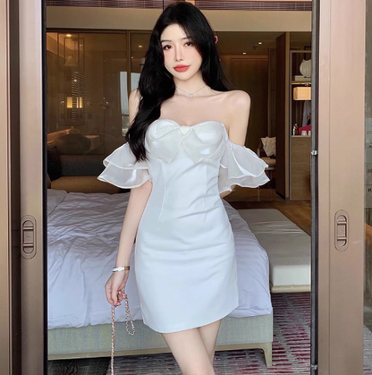 Casual Party Off-Shoulder Strapless Mini Dress Gentle Everyday Wear Bodycon Short Dress AP0372