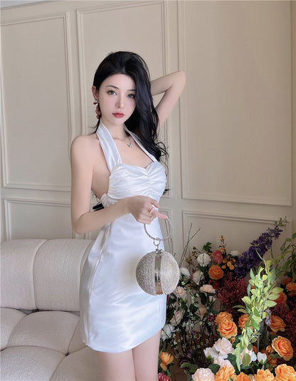 Hot Sales Feast Refined Halter Dress Close-Fitting Waist-Cinching Halter Short Dress AP0381