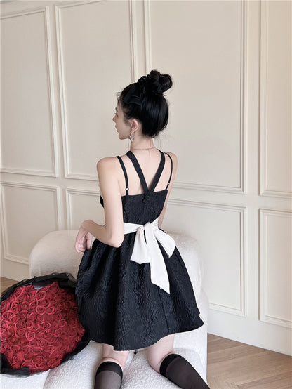 Summer Feast Alluring Mini Skirt Floral Trimmed Embroidery Spaghetti Strap Short Dress AP0384