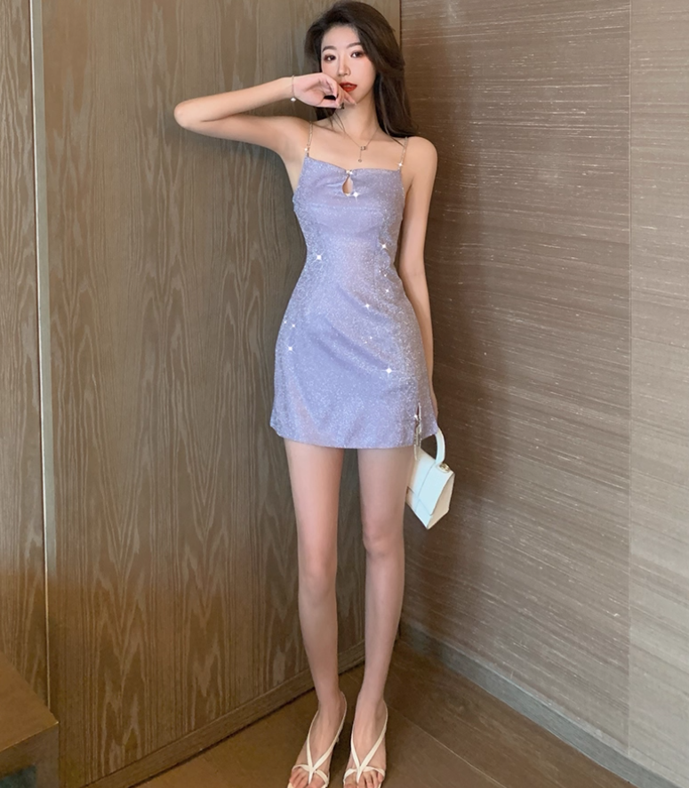 New Tendency Lustrous Elegant Sparkle Vintage Skirt Party Shiny Short Dress AP0388