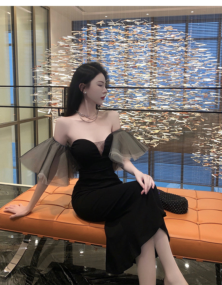 Elegant Off-Shoulder Strapless Party Dress Banquet Casual Vintage Mermaid Dress AP0391