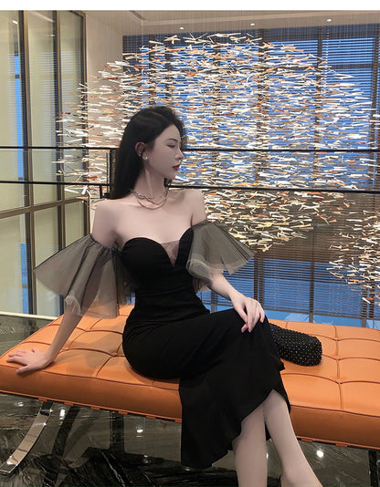 Elegant Off-Shoulder Strapless Party Dress Banquet Casual Vintage Mermaid Dress AP0391