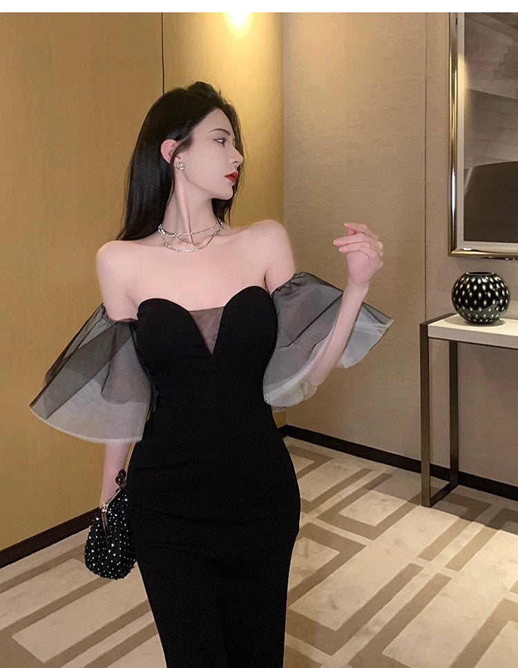 Elegant Off-Shoulder Strapless Party Dress Banquet Casual Vintage Mermaid Dress AP0391