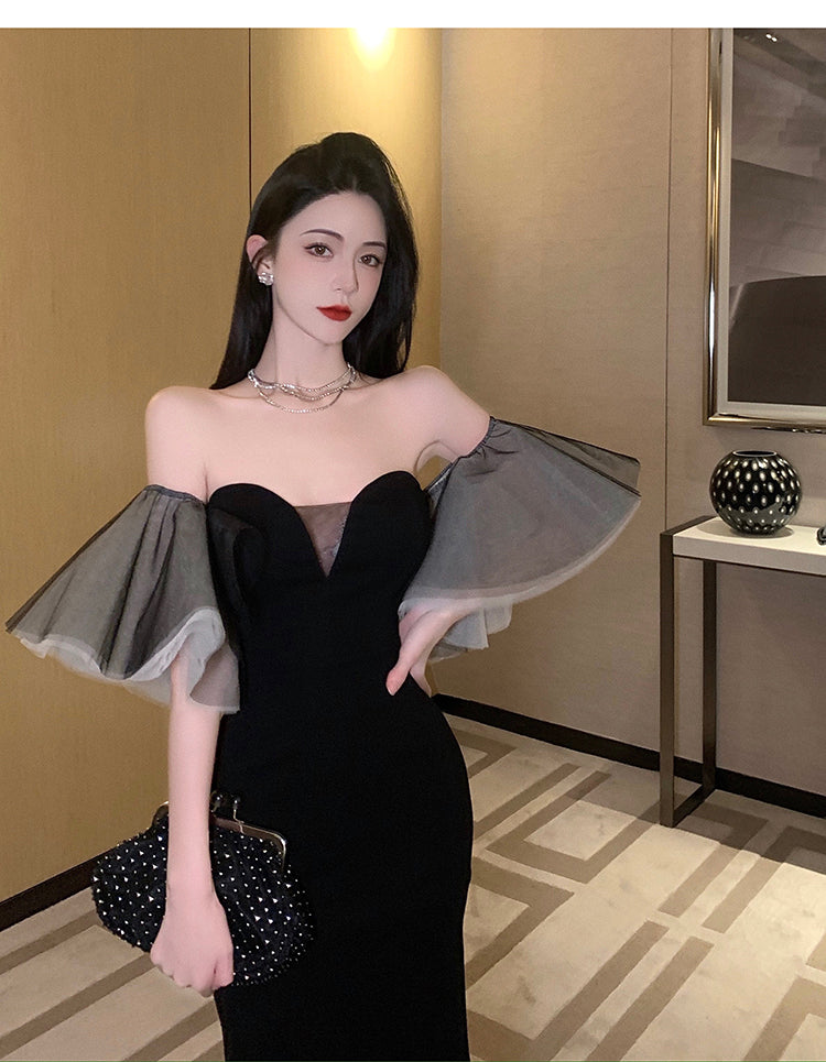 Elegant Off-Shoulder Strapless Party Dress Banquet Casual Vintage Mermaid Dress AP0391