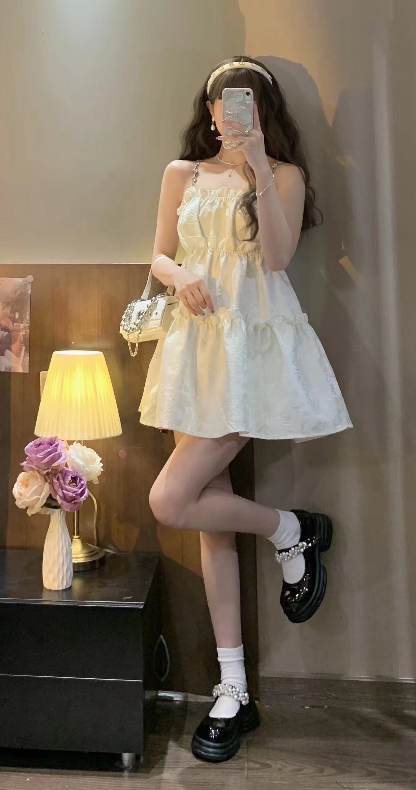 Summer Everyday Wear Alluring Mini Skirt Cute Flowy Shimmering Spaghetti Strap Short Dress AP0392