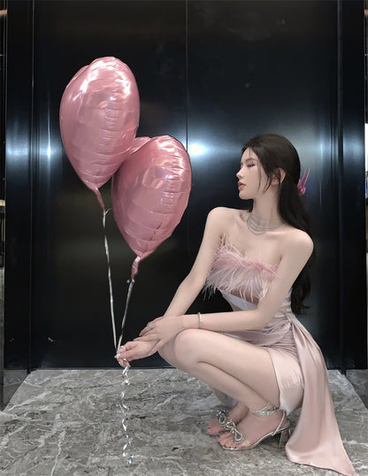 Cute Sleeveless Party Dress Strapless Casual Asymmetrical Hem Short Dress AP0399