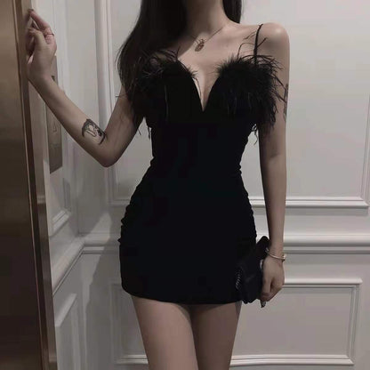 Vintage French Chic Sexy Skirt Spaghetti Strap Banquet Sweetheart Neck Short Dress AP0401