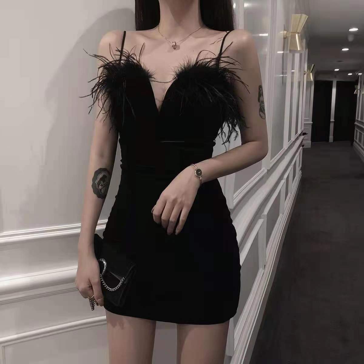 Vintage French Chic Sexy Skirt Spaghetti Strap Banquet Sweetheart Neck Short Dress AP0401