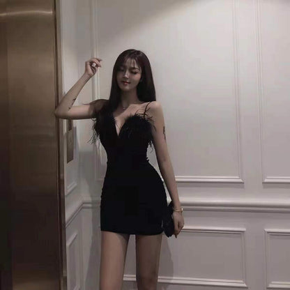 Vintage French Chic Sexy Skirt Spaghetti Strap Banquet Sweetheart Neck Short Dress AP0401