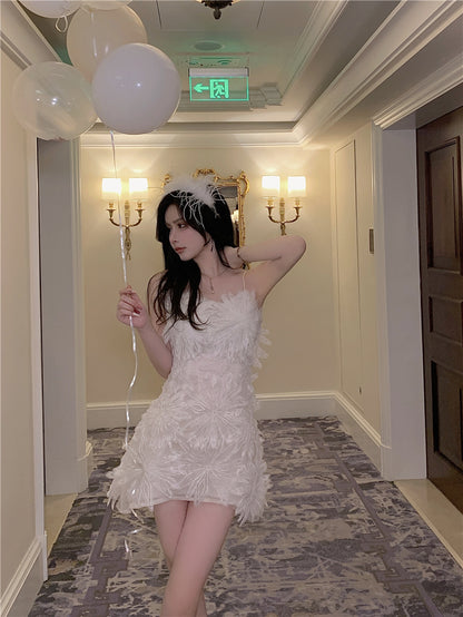 Vogue Embroidery Tulle Summer Skirt Party Double Layer Slim-Fit Short Dress AP0410