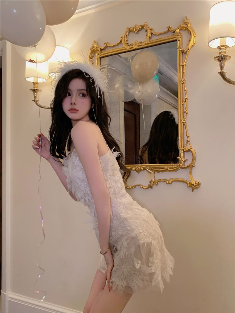 Vogue Embroidery Tulle Summer Skirt Party Double Layer Slim-Fit Short Dress AP0410