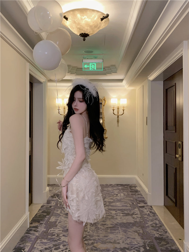 Vogue Embroidery Tulle Summer Skirt Party Double Layer Slim-Fit Short Dress AP0410