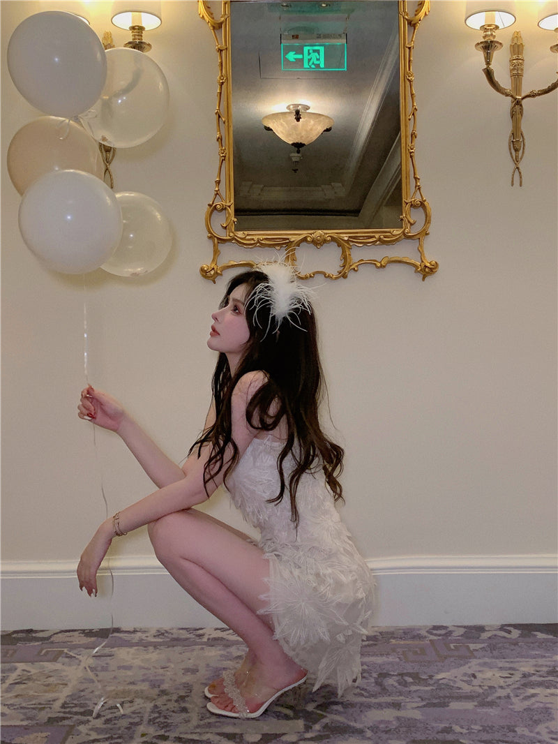 Vogue Embroidery Tulle Summer Skirt Party Double Layer Slim-Fit Short Dress AP0410