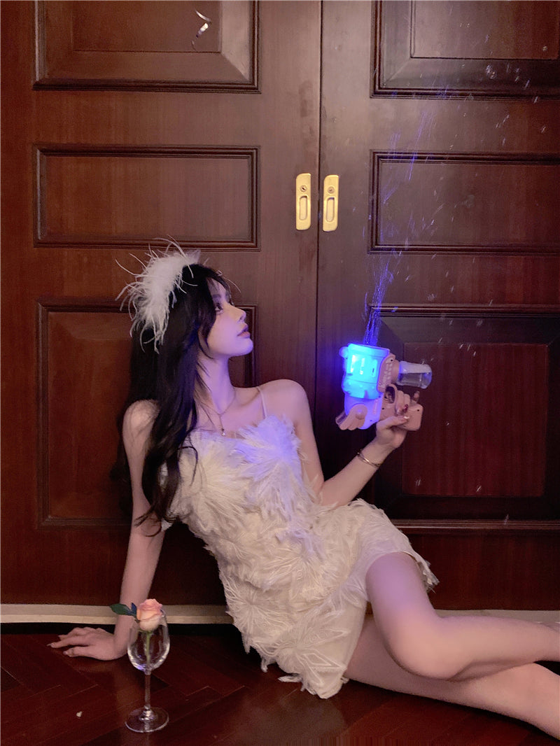 Vogue Embroidery Tulle Summer Skirt Party Double Layer Slim-Fit Short Dress AP0410