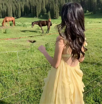 Ethereal Off-Shoulder Maxi Dress Seaside Photo Outfit Flowy Romantic Spaghetti Strap Long Dress AP0431