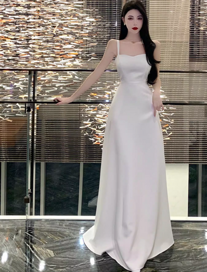 Fashionable Backless Spaghetti Strap Maxi Dress Bowknot Design Feast Elegant Long Dress AP0438