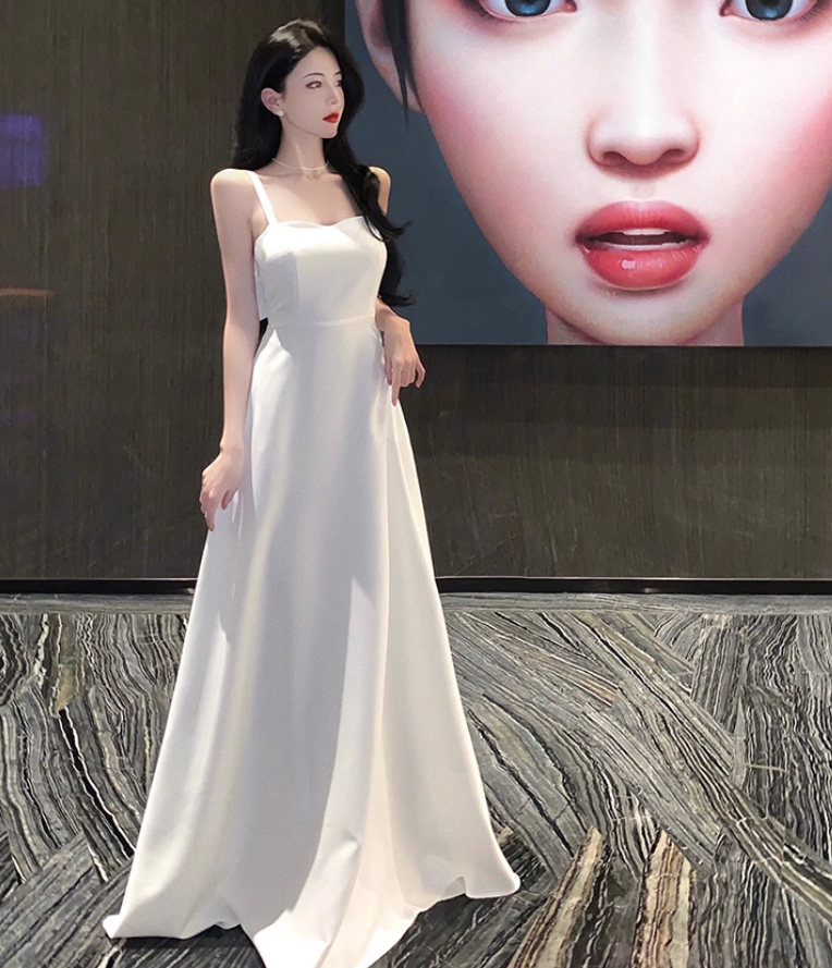 Fashionable Backless Spaghetti Strap Maxi Dress Bowknot Design Feast Elegant Long Dress AP0438