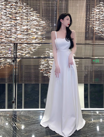 Fashionable Backless Spaghetti Strap Maxi Dress Bowknot Design Feast Elegant Long Dress AP0438