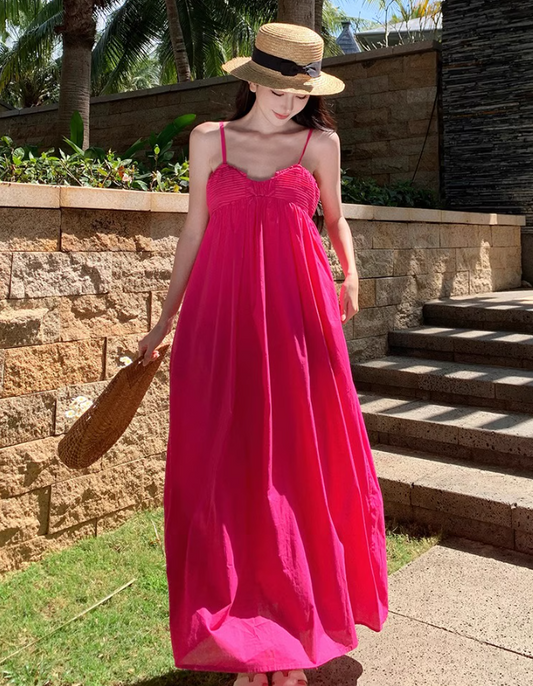 Vacation Photo Spaghetti Strap Maxi Dress Stretchy Bright Summer Hot Girls Long Dress AP0439