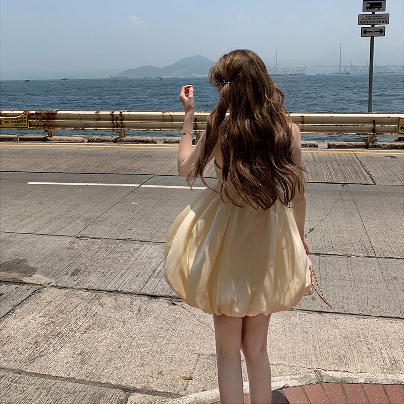 Sweet Sequins Design Puffy Hem Mini Skirt Vibrant Cute Bubble Short Dress AP0482