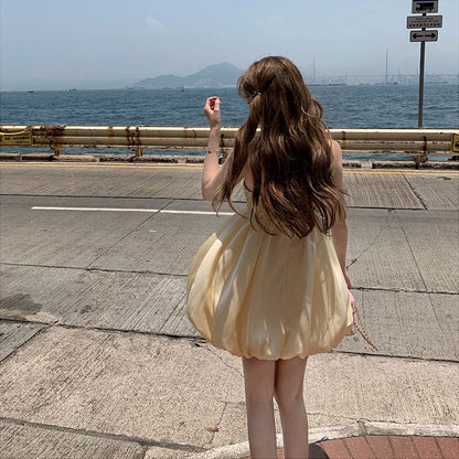 Sweet Sequins Design Puffy Hem Mini Skirt Vibrant Cute Bubble Short Dress AP0482