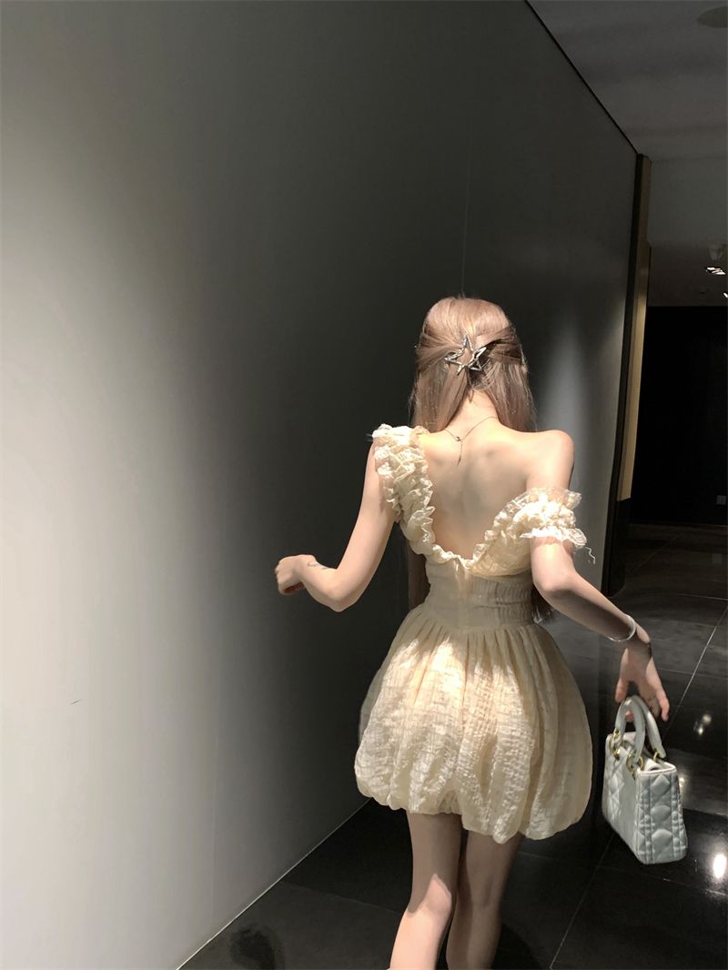 Sweet Double Layers Puffy Hem Mini Skirt Ruffles Trimmed Cute Bubble Short Dress AP0498