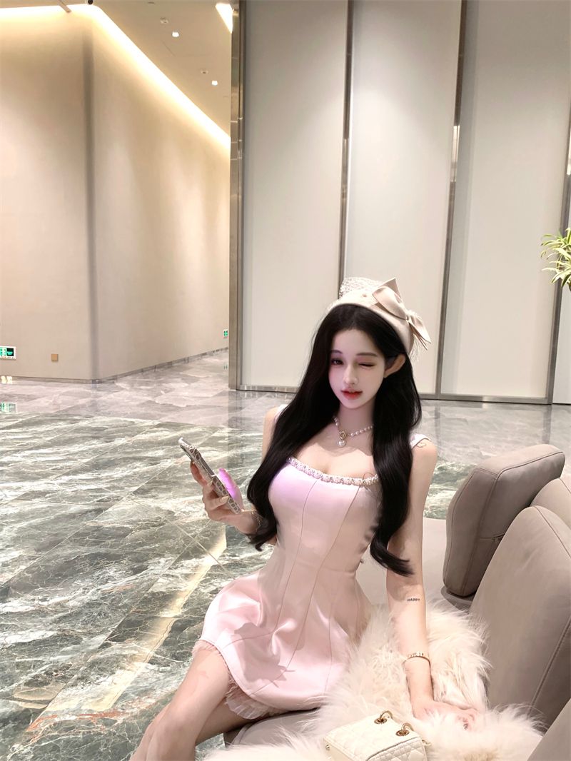 Charming Lace Floral Hem Waist-Cinching Mini Skirt Sweet Girls Bubble Short Dress AP0499