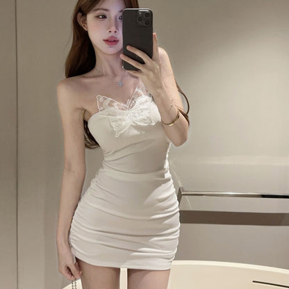 Romantic Sleeveless Summer Skirt Strapless Soft Fabric Simple Bodycon Short Dress AP0503