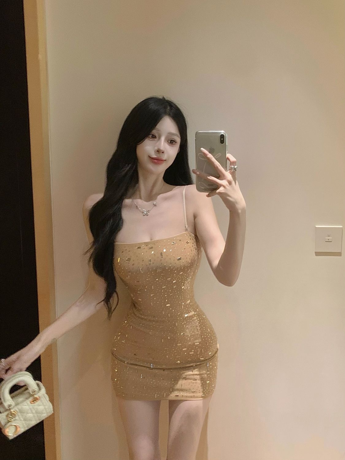 Chic Beading Sparkly Short Skirt Spaghetti Strap Breathable Sheath Short Dress AP0504