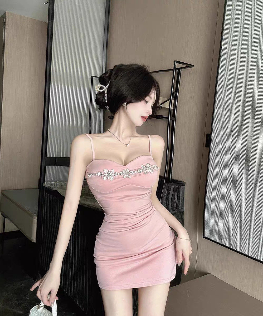 Beading Ornament Pink Hugging Short Skirt Sweet Girls Sheath Short Dress AP0505