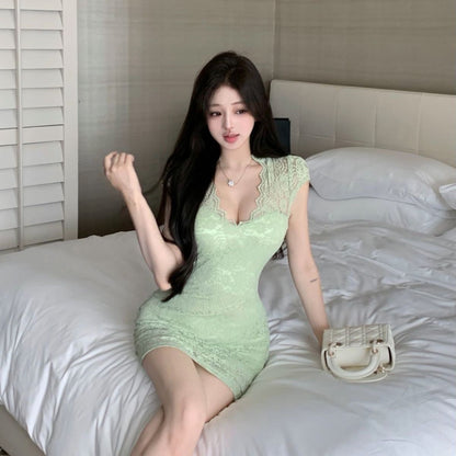 Short Sleeve Tulle Trimmed Strapless Dress Breathable Hugging Short Dress AP0506