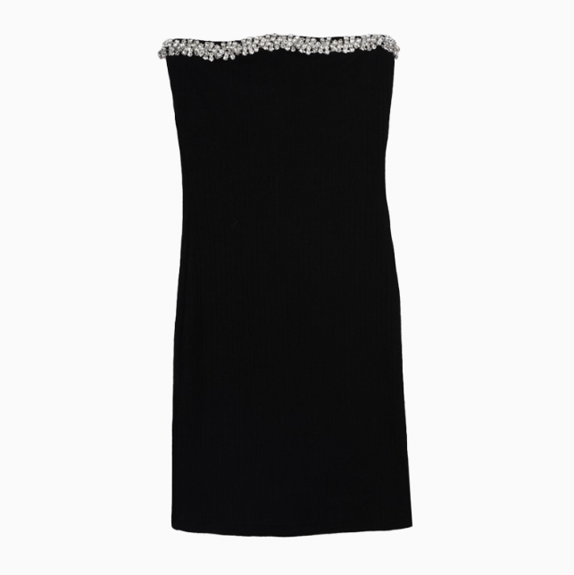 Strapless Beading Charming Mini Skirt Simple Breathable Summer Sheath Short Dress AP0536