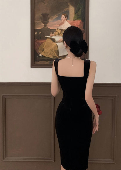 Luxury Beading Ornament Charming Midi Dress Chic Sleeveless Sheath Dress AP0538