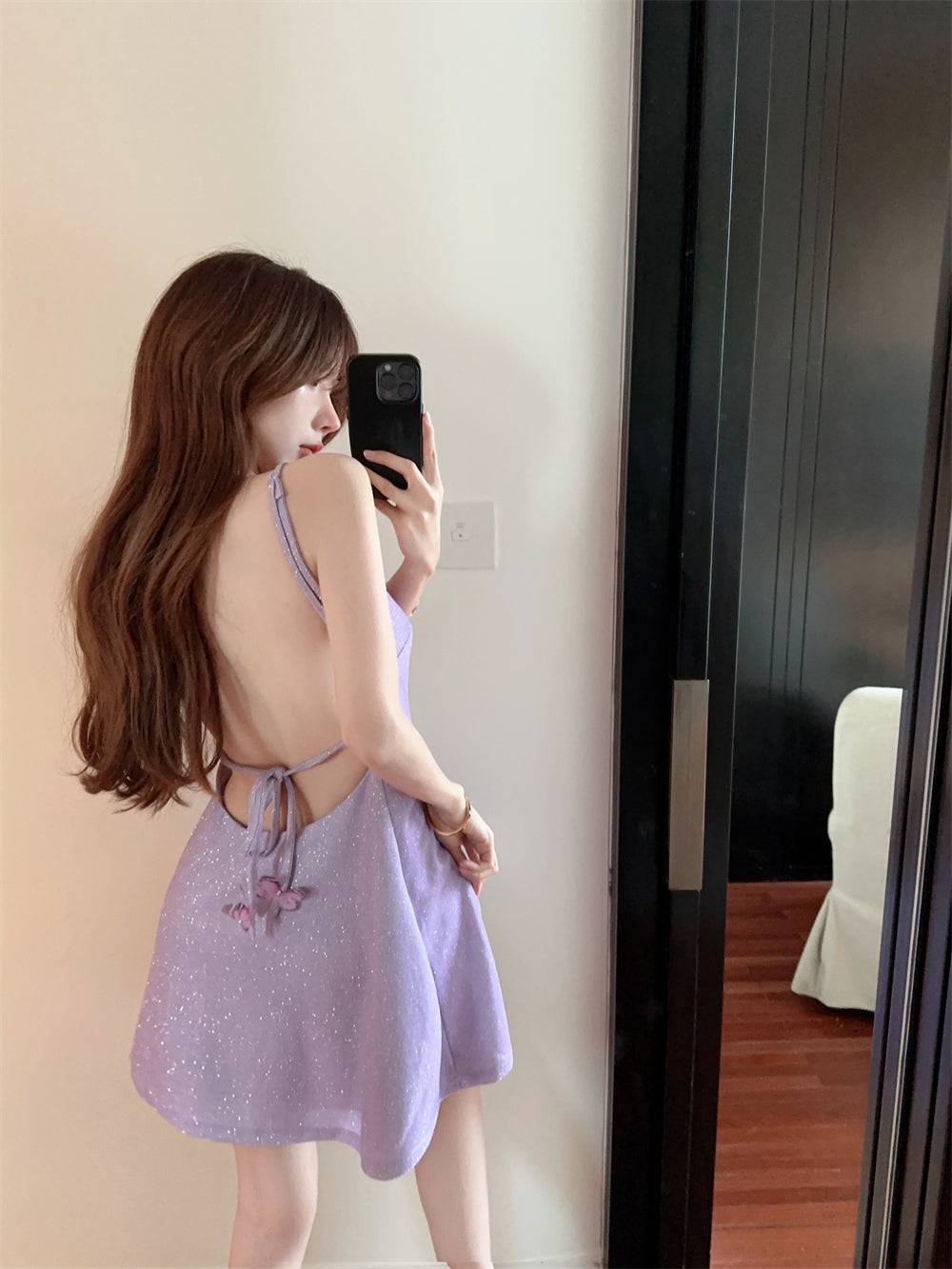 Butterflies Design Glow Fabric Short Skirt Alluring Fitting Hugging Short Dress AP0545