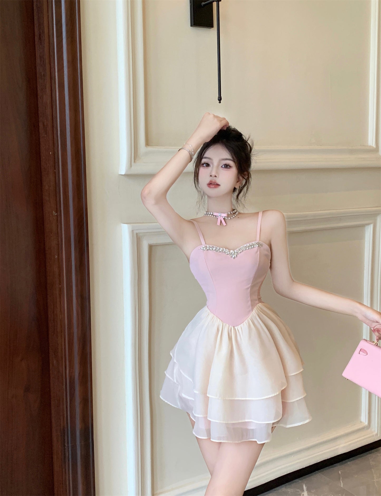 Tulle Trimmed Soft Fabric Short Skirt Alluring Ruffles Bubble Short Dress AP0546