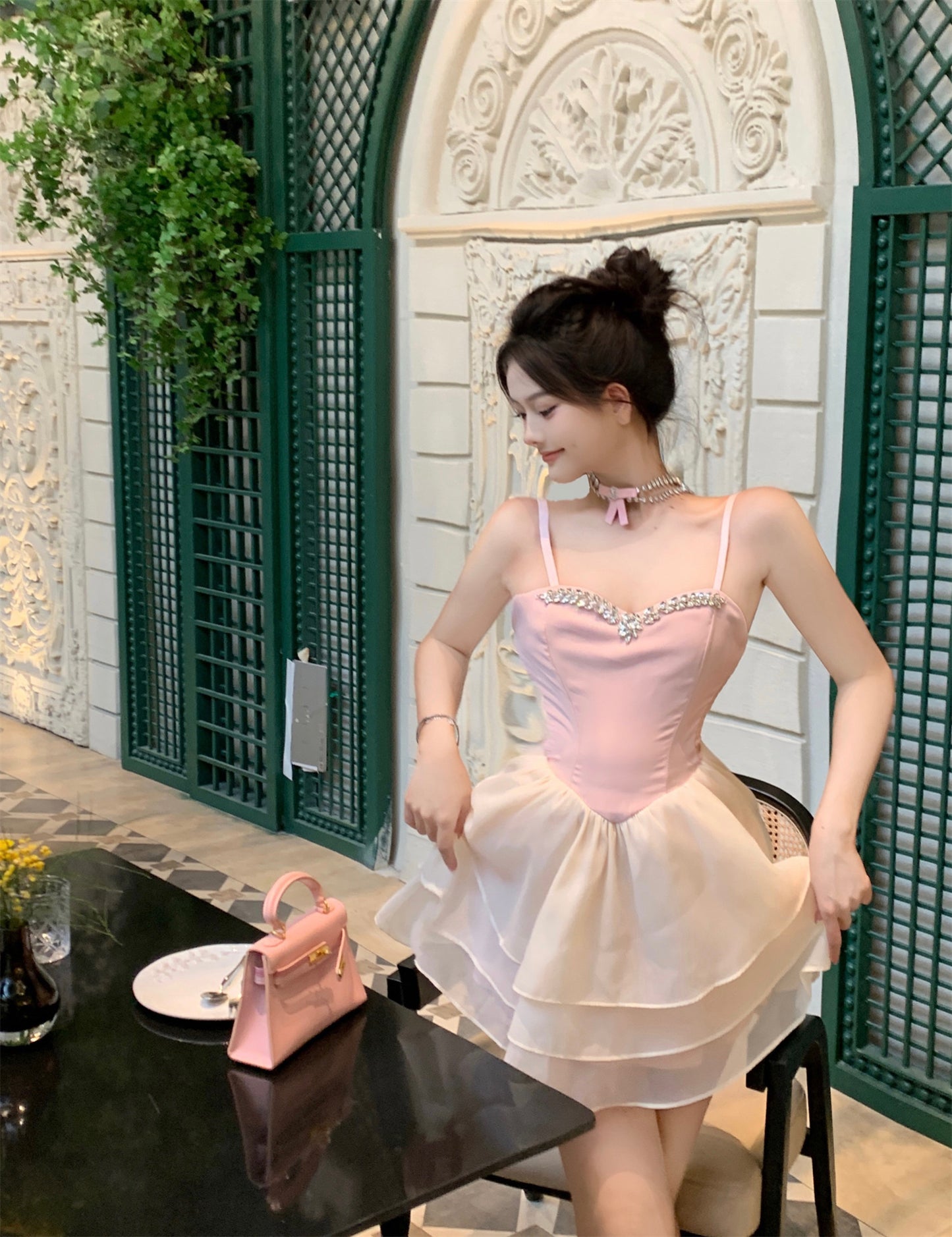 Tulle Trimmed Soft Fabric Short Skirt Alluring Ruffles Bubble Short Dress AP0546