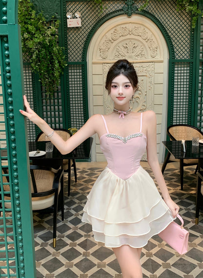 Tulle Trimmed Soft Fabric Short Skirt Alluring Ruffles Bubble Short Dress AP0546