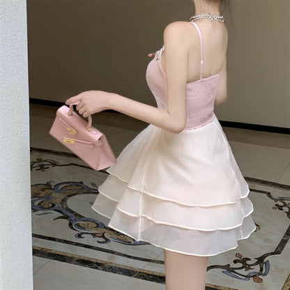 Tulle Trimmed Soft Fabric Short Skirt Alluring Ruffles Bubble Short Dress AP0546
