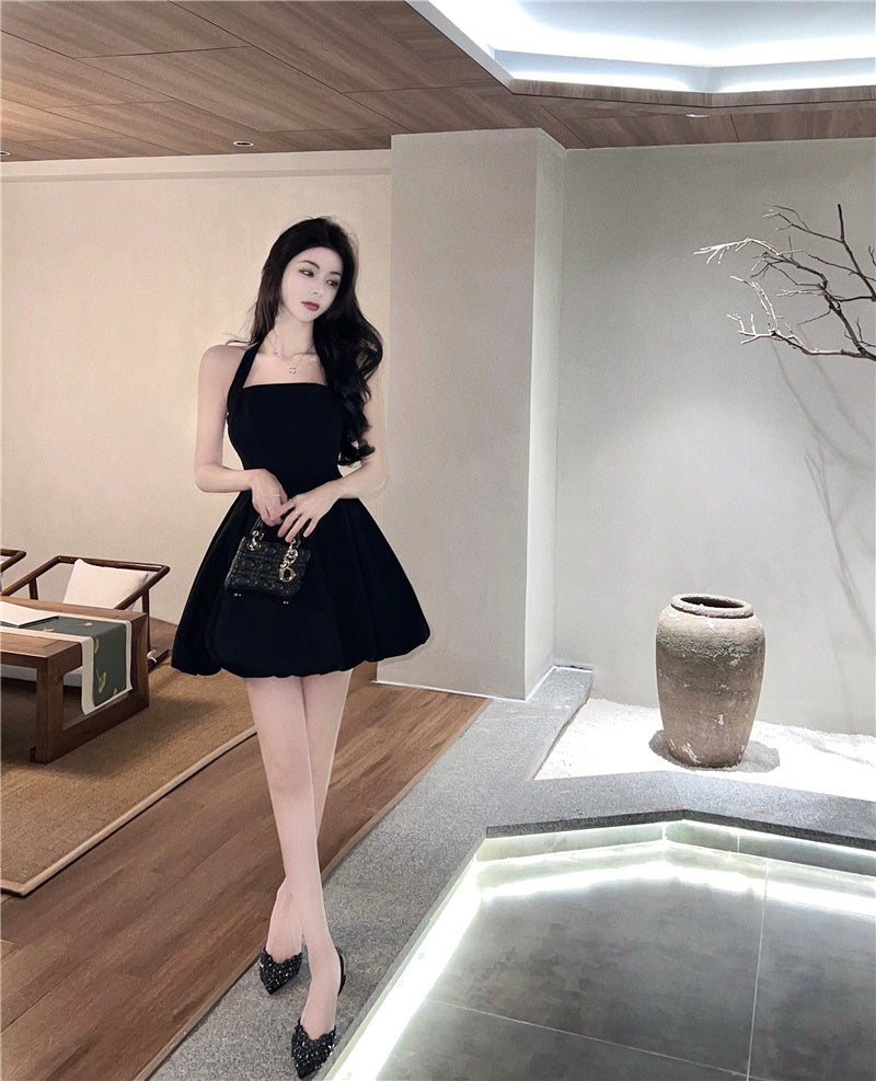 Charming Everyday Wear Puffy Skirt LBD Alluring Sexy Halter Short Dress AP0549