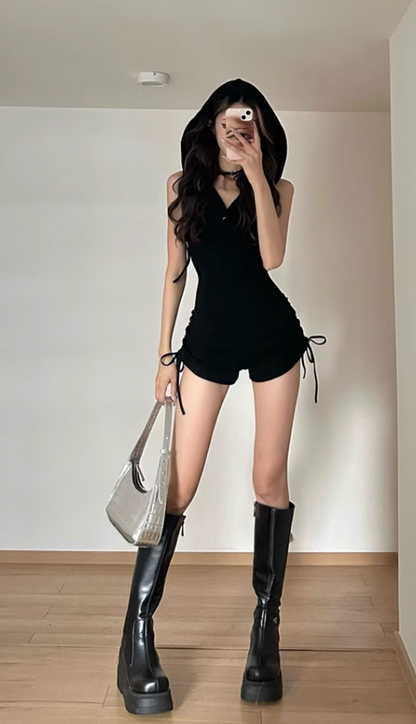 Gen Z Hot  Girls Sexy Backless American-Style Bodycon Shorts Romper AP0553