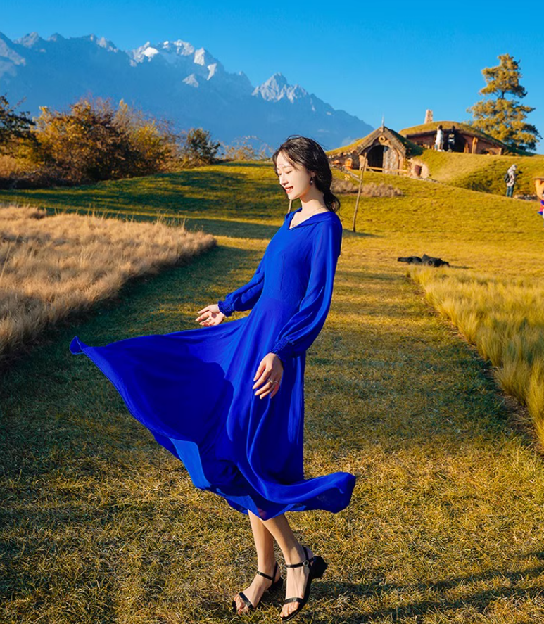 Bohemian Hooded Maxi Dress Strapless Long Sleeve Vacation Travel Long Dress AP0585