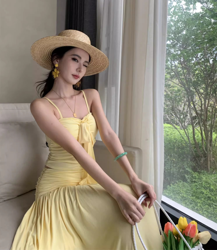 New Arrival Breathable Open Waist Two-Piece Maxi Dress Sleeveless Vacation Outfit Long Dress AP0613