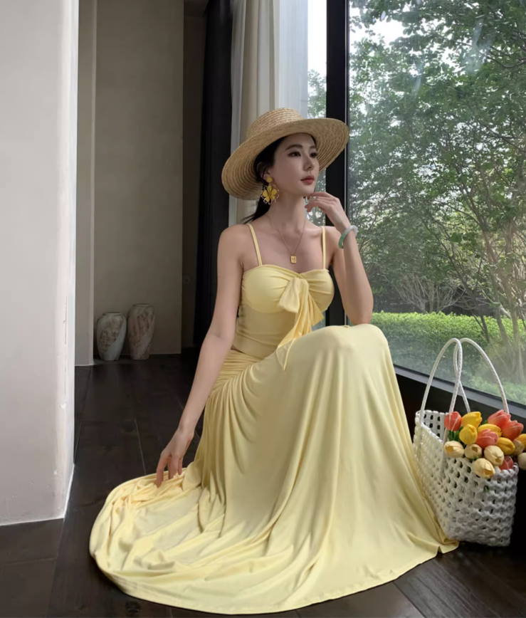 New Arrival Breathable Open Waist Two-Piece Maxi Dress Sleeveless Vacation Outfit Long Dress AP0613