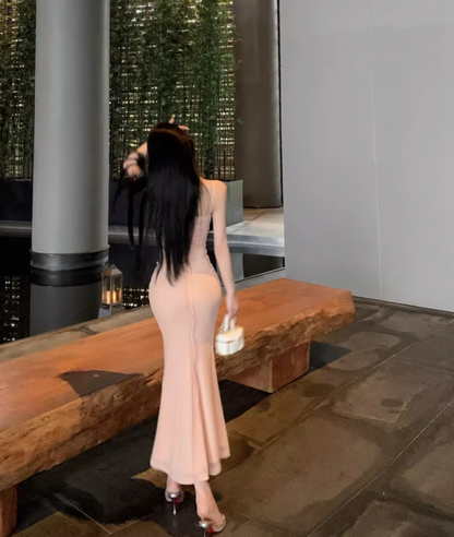 Elegant Y2K Fitting Flattering Maxi Dress Chic Spaghetti Strap Bodycon Long Dress AP0614