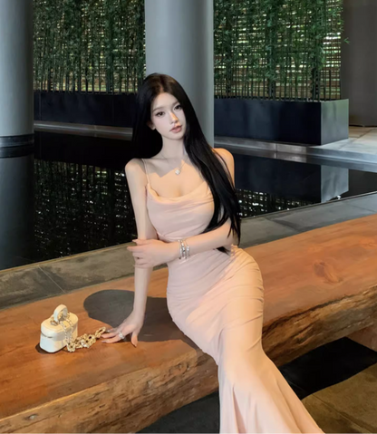 Elegant Y2K Fitting Flattering Maxi Dress Chic Spaghetti Strap Bodycon Long Dress AP0614