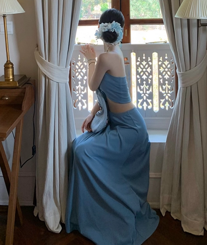 Gen Z Style Strapless With Sheath Long Dress Two-Piece Open-Waist Long Dress AP0615